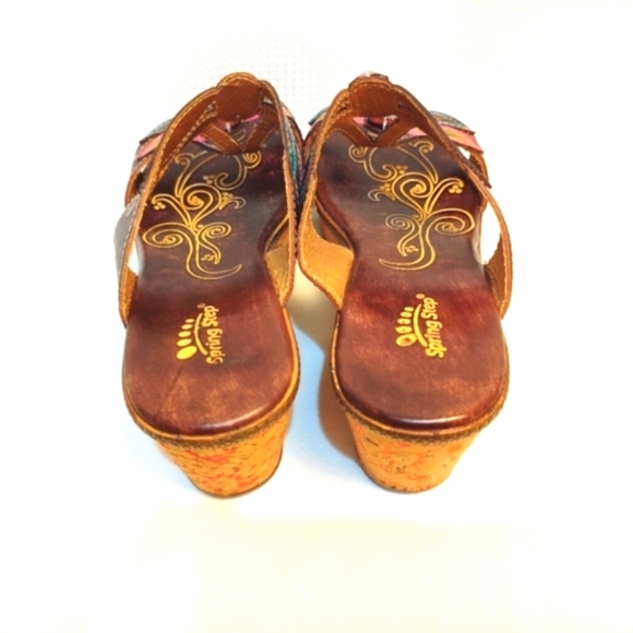 Spring Step Bonita Leather Jeweled Dragonfly Wedge Sandals Colorful 10.5 - Picture 12 of 13